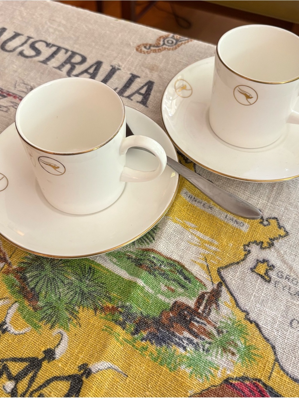 70’s Australian Airlines Collectable Wedgwood Qantas  Set of 2 Espresso Cups